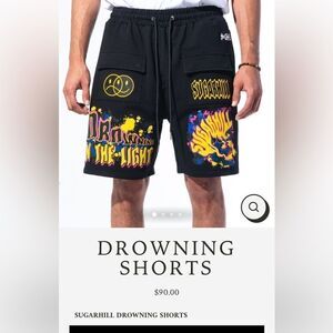 SUGARHILL Men’s Thick Cotton/Spandex Black Stretch Shorts Size M